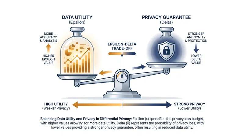 The mathematical balance between data accuracy and individual anonymity.