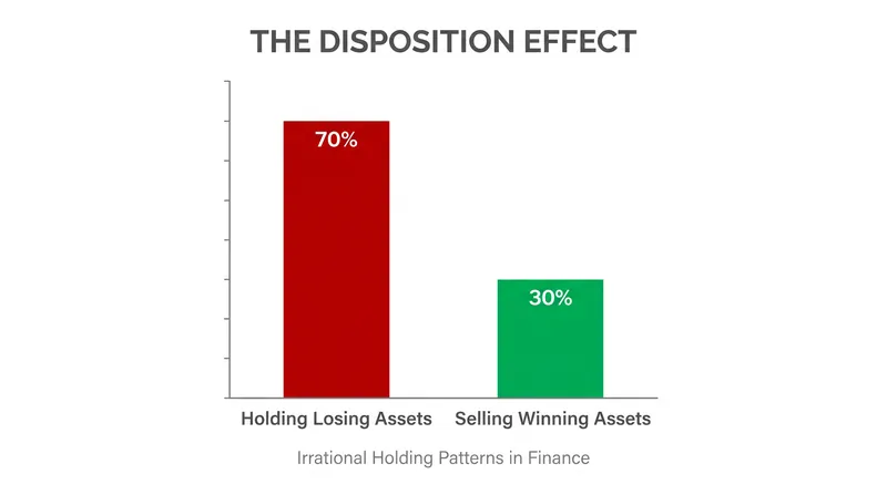 The disposition effect causes investors to hold onto losing assets far longer than winning ones to avoid finalizing a psychological loss.
