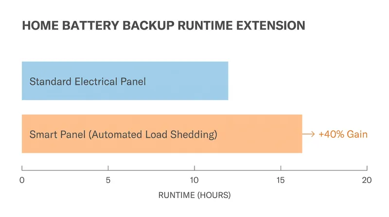 By dropping phantom loads during an outage, smart panels can extend a home battery's runtime by up to 40 percent.