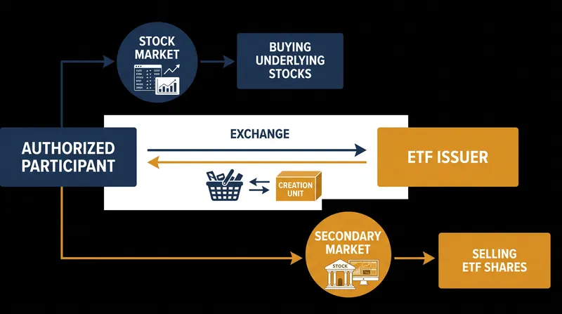 The creation mechanism expands ETF share supply to eliminate market premiums.