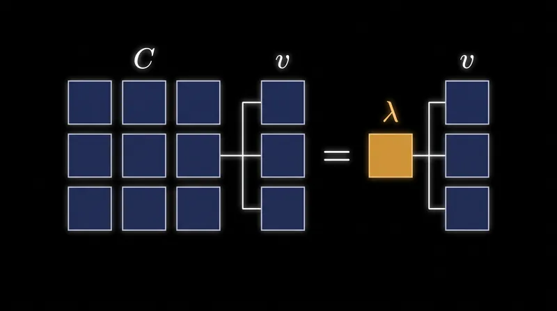 The algebraic foundation of PCA relies on solving the eigenvalue equation for the covariance matrix.