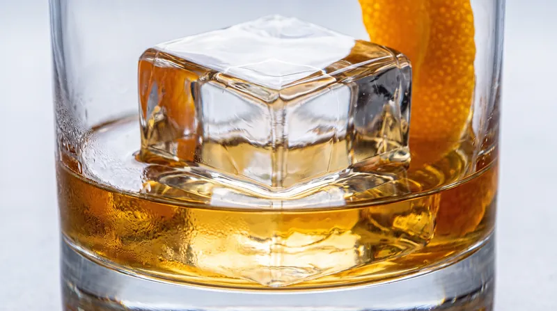 Large format ice minimizes surface area, slowing the dilution rate to keep spirit-forward drinks balanced over a longer period.