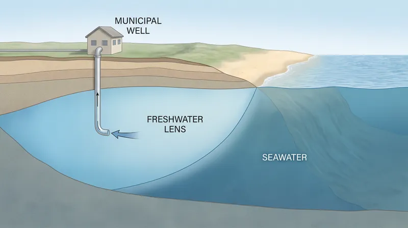 The boundary between fresh and salt water in coastal aquifers is dictated by a strict density balance.