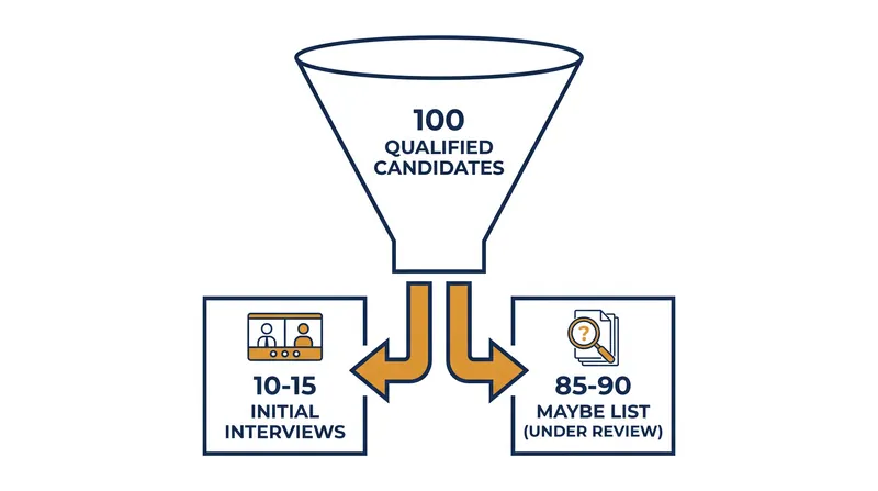 The mathematical reality of the hiring funnel forces recruiters to park the vast majority of viable candidates.