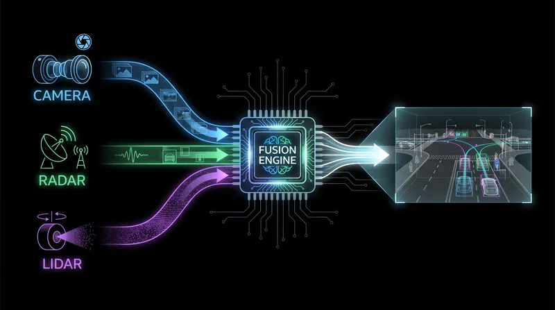 The vehicle's computer processes terabytes of data to decide which sensor to trust in real time.