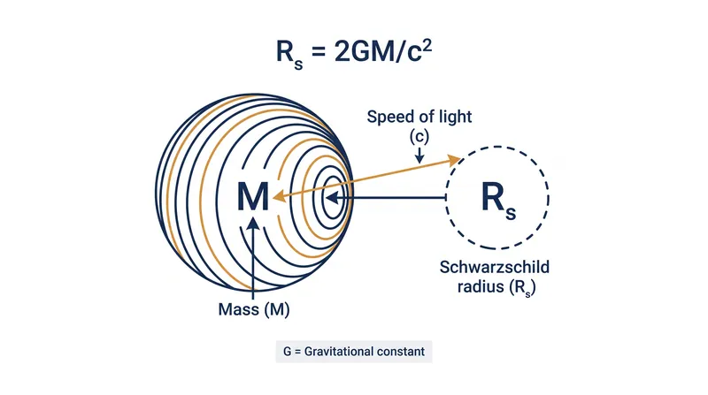 The radius scales linearly with the mass of the object, determined by the speed of light and the gravitational constant.