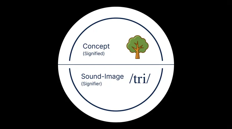 The linguistic sign is an inseparable dyad of the signified (concept) and the signifier (sound-image).