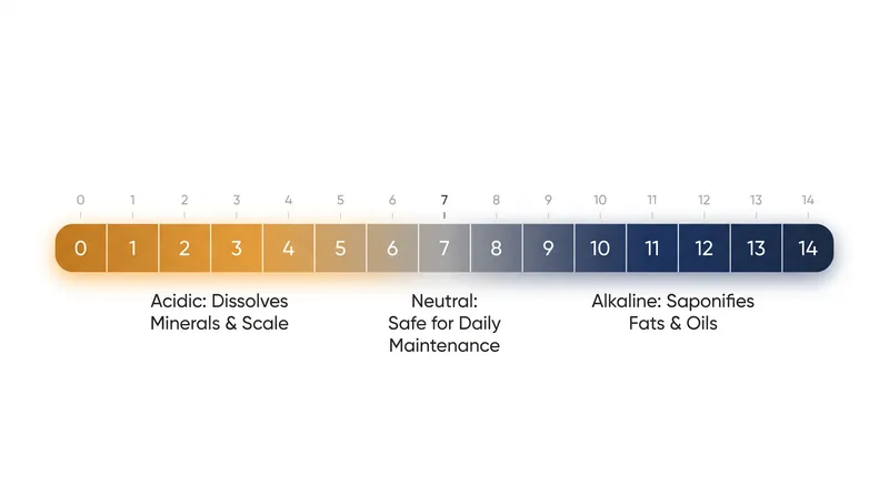 The pH scale dictates which chemical mechanism a cleaner will use against a specific soil.