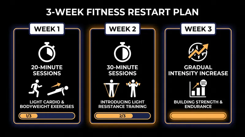 A structured three-week plan helps bridge the gap between inactivity and a regular fitness routine.