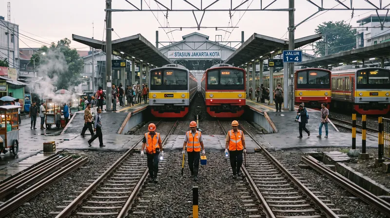 Commuter Line rail services in Jakarta were temporarily suspended early Saturday to allow engineers to inspect tracks for seismic damage.