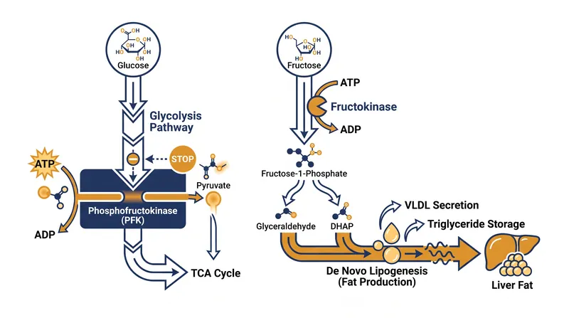 Fructose bypasses the liver's primary energy-regulation checkpoint, forcing continuous fat production.