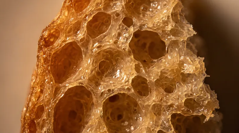 Fully gelatinized starch forms a resilient, glossy gel that traps air and provides the bread's chewy texture.