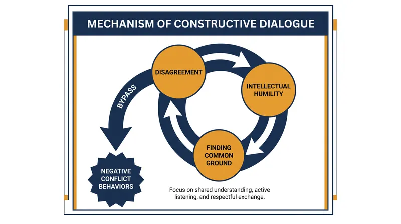 Intellectual humility acts as a cognitive guardrail, preventing disagreement from degrading into negative conflict behaviors.