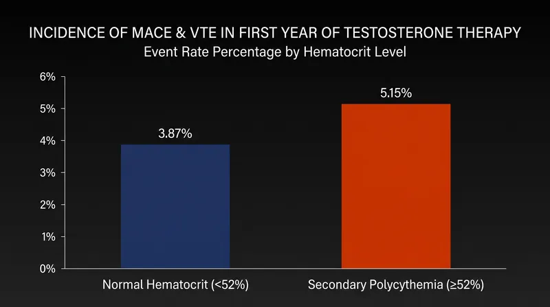 Men who develop secondary polycythemia experience a 35% relative increase in cardiovascular and thromboembolic events.