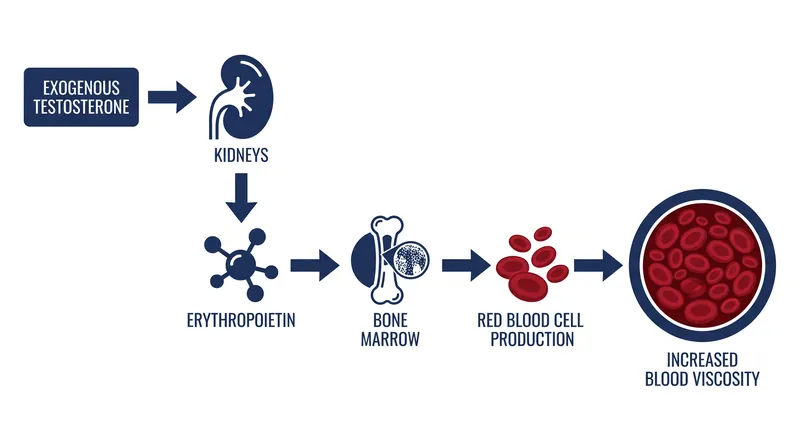 How testosterone therapy drives the overproduction of red blood cells.