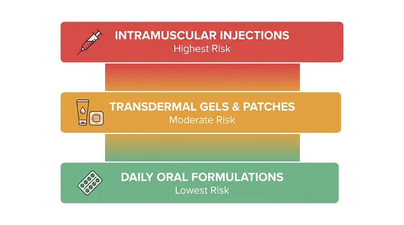 Delivery methods that create sharp peaks in serum testosterone levels present the highest risk of driving up red blood cell counts.
