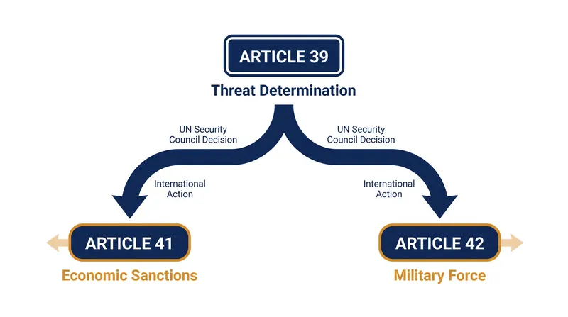 The legal progression of Chapter VII powers under the UN Charter.