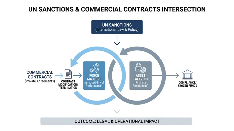 How binding UN resolutions trigger force majeure clauses in international commercial contracts.