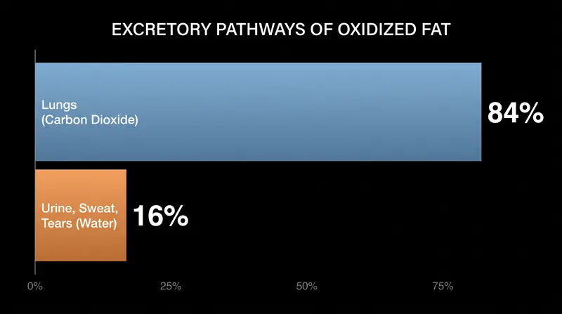 Where the physical mass of fat goes after it is burned for energy.