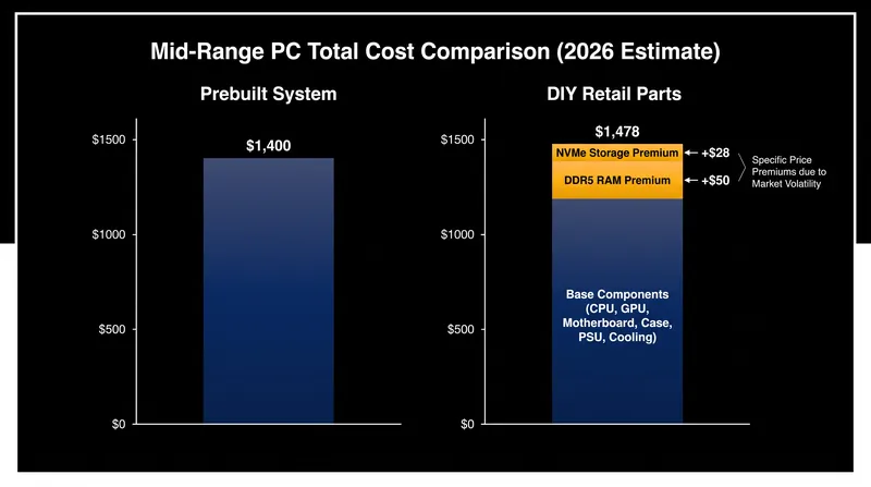Retail component price spikes have pushed the cost of a DIY build above the sticker price of an equivalent prebuilt.