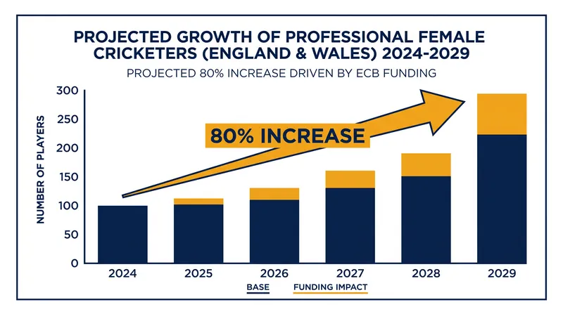 The ECB's £8 million annual funding injection aims to increase the number of professional female players by 80% by 2029.