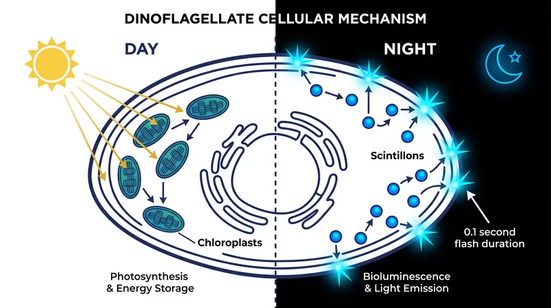 Dinoflagellates shift their internal structures based on a strict 24-hour circadian rhythm.