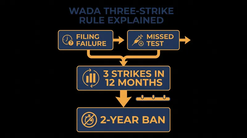 Any combination of three whereabouts failures within a rolling 12-month period constitutes an anti-doping rule violation.