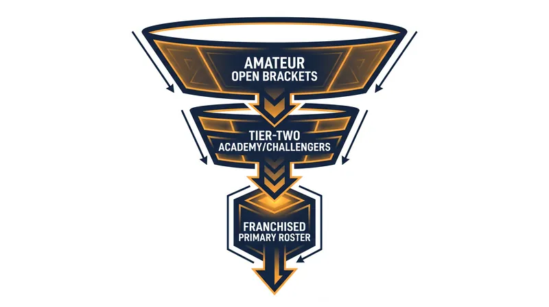 The structural funnel of a franchised esports ecosystem.