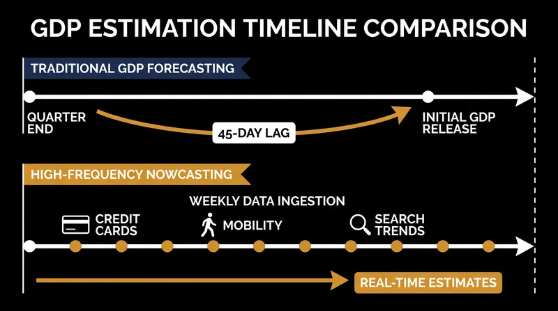 Nowcasting models attempt to close the 45-day blind spot inherent in traditional macroeconomic reporting.
