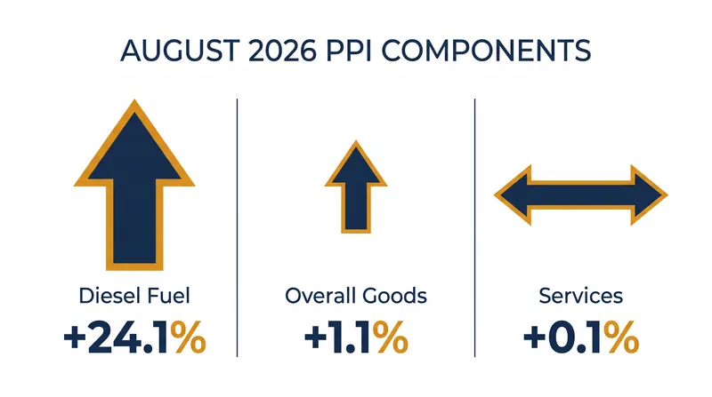 Energy commodities, particularly diesel fuel, drove the majority of the monthly increase in wholesale goods prices.