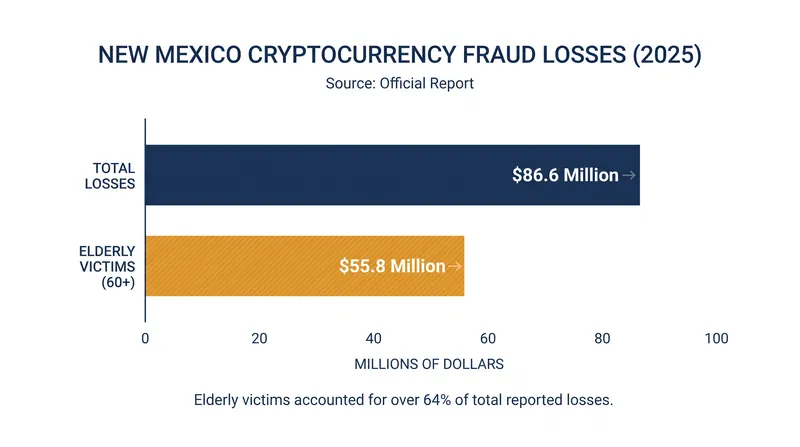 Elderly residents accounted for more than half of New Mexico's cryptocurrency fraud losses in 2025.