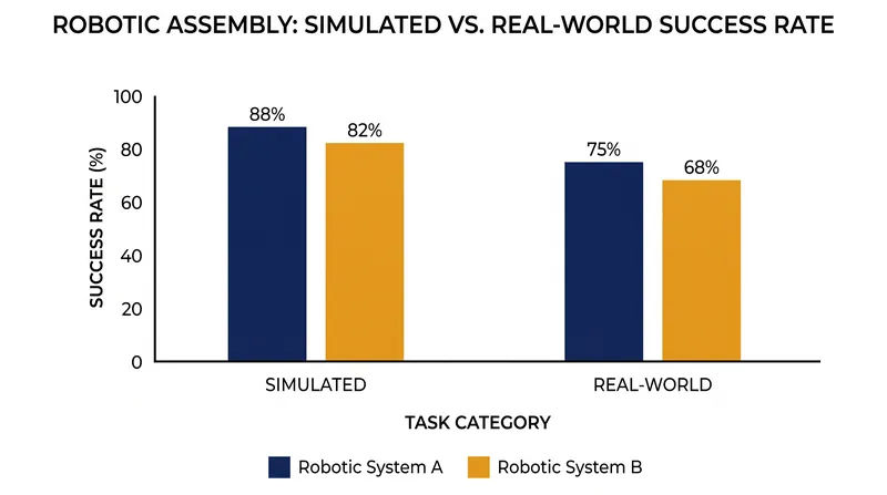 Policies trained in highly randomized simulations often achieve real-world success rates that rival their virtual performance.