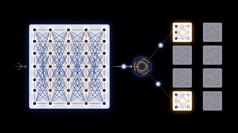 Unlike dense models that activate every parameter, MoE models only activate the experts selected by the router.