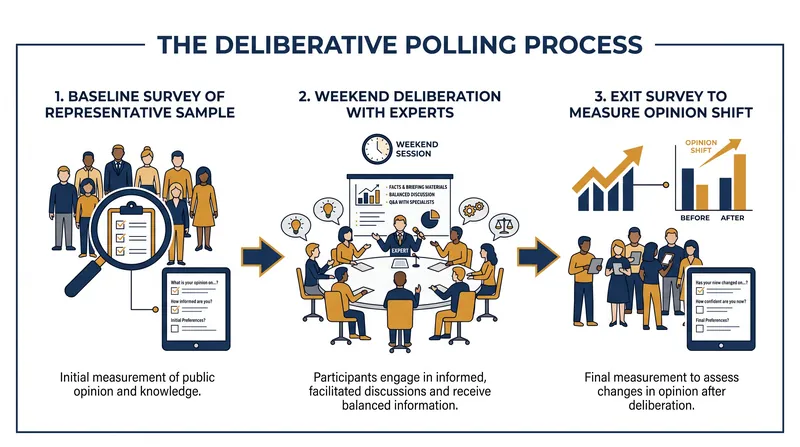 The three-phase methodology designed to measure informed public opinion.