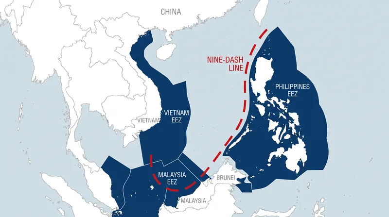 The 2016 PCA ruling determined that China's nine-dash line claim overlaps unlawfully with the Exclusive Economic Zones of neighboring states.