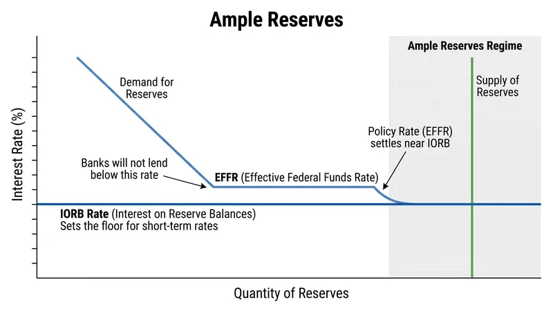 The ample reserves framework relies on administered rates rather than reserve scarcity to control borrowing costs.
