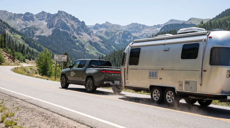 Towing heavy loads up sustained grades is the ultimate test of an EV's continuous power rating.