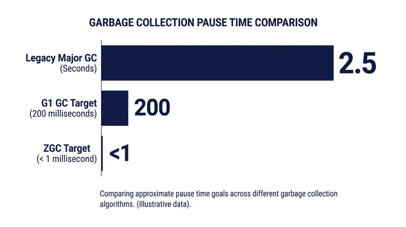 Modern concurrent collectors have reduced maximum pause times from seconds to sub-millisecond levels.