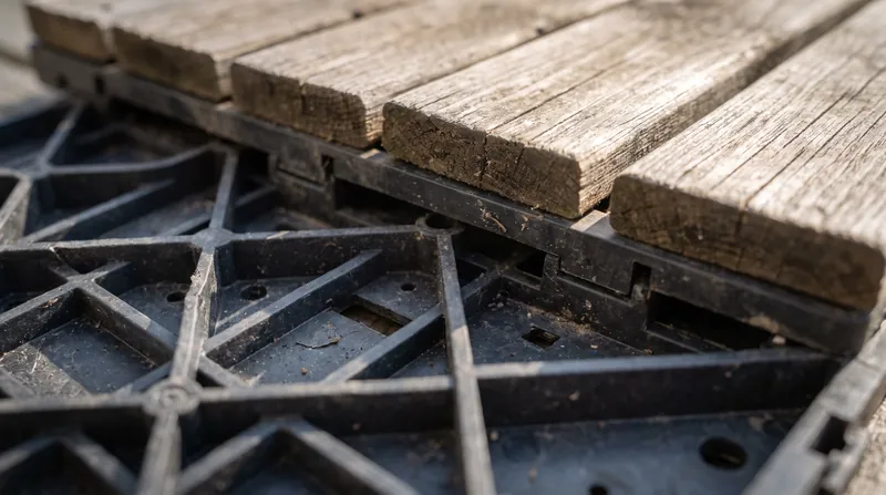 The plastic grid base allows for basic drainage but requires a flat, hard surface like concrete.