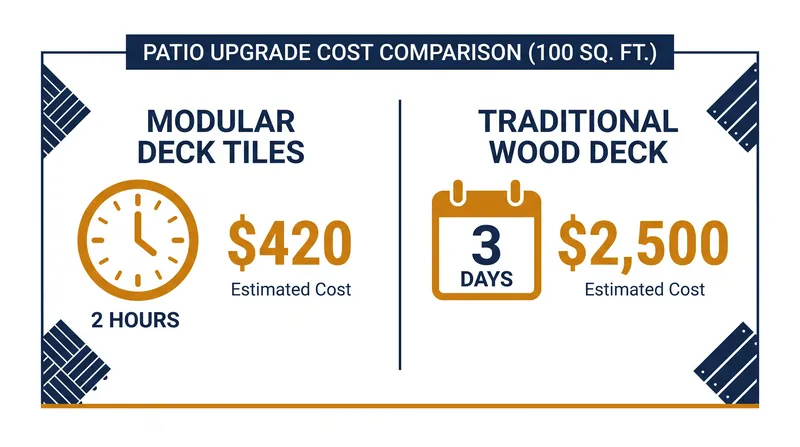 Upfront cost and labor comparison for a 100-square-foot outdoor space.