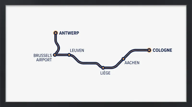 The new twice-daily ICE route connects the Rhine-Ruhr region directly to major Belgian transit hubs.