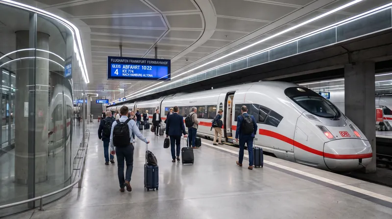 A white high-speed train with a red stripe stopped at a modern underground station platform.