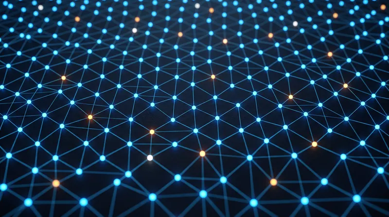 Abstract visualization of a data grid with scattered colored points representing mathematical noise injected into a database.