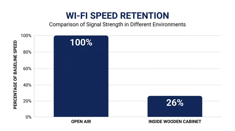 Enclosing a router in a standard wooden cabinet can reduce throughput by nearly three-quarters.