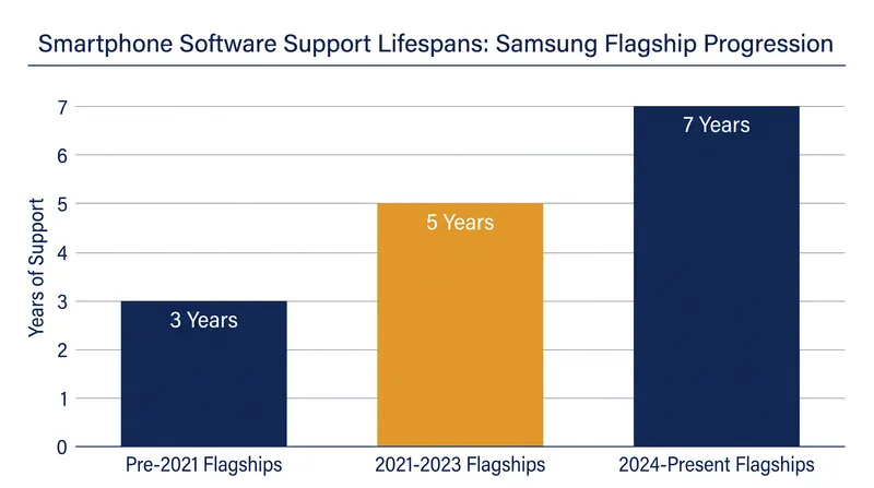 The five-year support window for the Fold 3 contrasts with the seven-year commitment Samsung now offers on its newest devices.