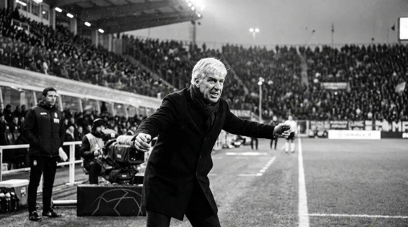 Atalanta manager Gian Piero Gasperini watches his side surrender a first-half lead.
