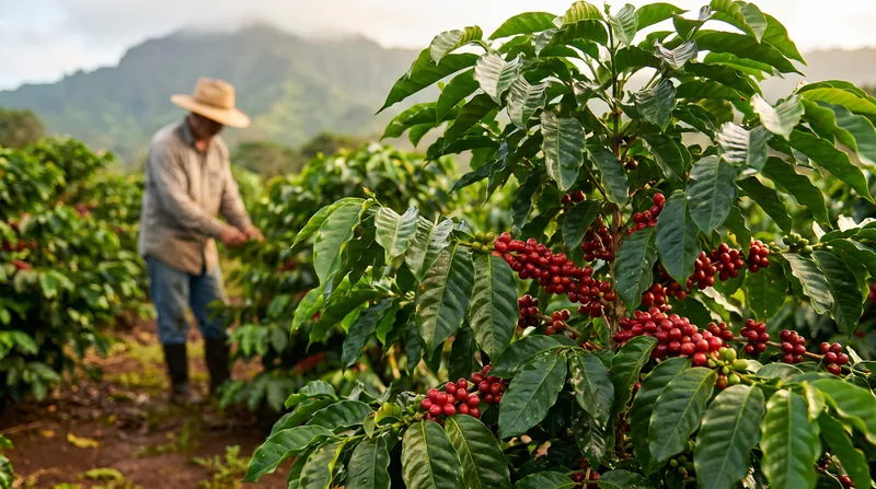 Robusta plants thrive at lower elevations, relying on high caffeine and chlorogenic acid levels to fend off tropical pests.