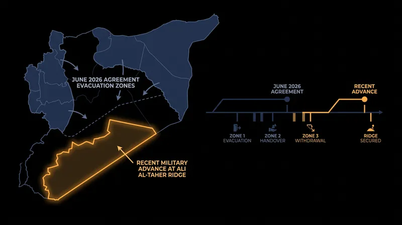 The stalled June 2026 framework: Initial pilot zone withdrawals followed by renewed military offensives.