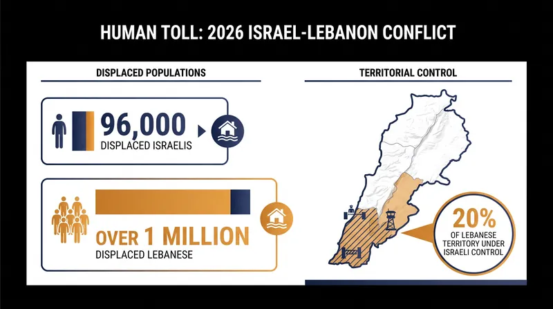 The human and territorial scale of the ongoing conflict in southern Lebanon.