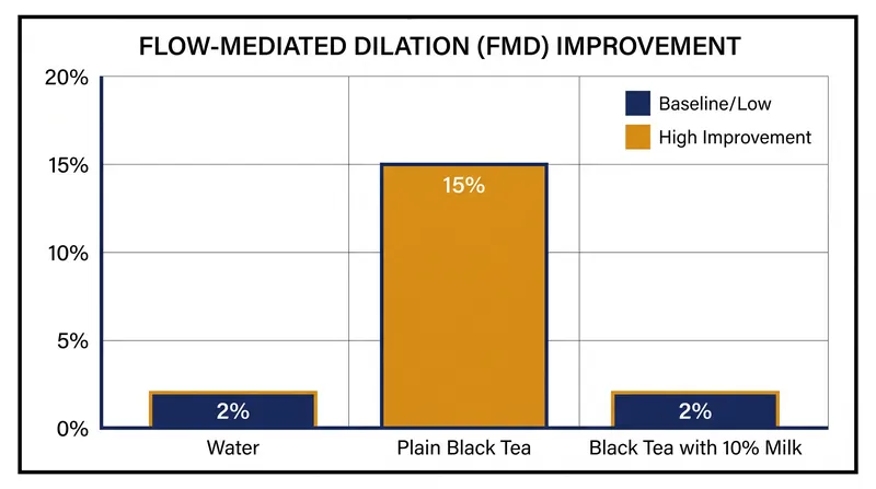 Clinical trials demonstrate that adding just 10 percent milk to black tea completely neutralizes its ability to improve blood vessel dilation.